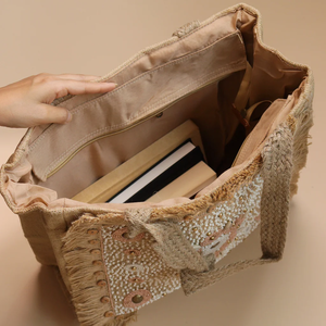 Bolsos de mano bordados con cuentas de semillas multicolores para mujer, bolso de mano con cuentas hecho a mano de un solo mango con patrón de letras de glowin fashion - Product Image 5