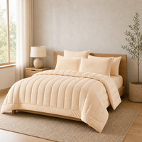 Parure de lit en polyester crème, motif chevron sculpté 3D, ensemble de couette de luxe léger 200TC, chambre moderne