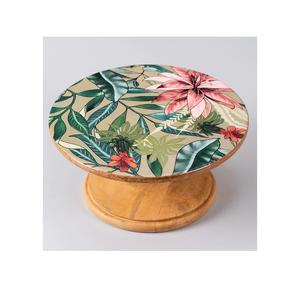 Stylish Design <b>Cake</b> <b>Stand</b> of <b>Wood</b> for Home Round <b>Wood</b> <b>Cake</b> <b>Stand</b> with Enamel Printed for Restaurant Birthday Party <b>Cake</b> Holder - Product Image 1