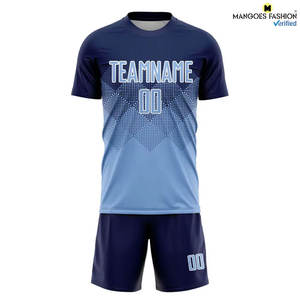 Uniforme de Fútbol Personalizado Premium para Equipos Deportivos, Color Azul Marino Claro y Blanco, Sublimado, Transpirable, de Manga Corta - Product Image 4