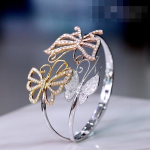 925 plata esterlina moissanita diamante mariposa pulsera brazalete hip hop brazalete diamante pulsera - Product Image 2