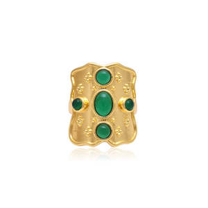 Athens Classic Gold-Plated Brass <b>Adjustable</b> Hypoallergenic <b>Ring</b> Fine Quality Fashion Jewelry Rose Quartz Bezel Setting Gift - Product Image 4