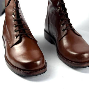 Bottes de randonnée tactiques d'hiver pour hommes en cuir véritable, mi-montantes, pour l'entraînement en extérieur, avec embout en acier et protection anti-collision - Product Image 3