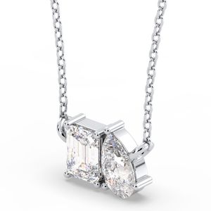 Colliers REYES en argent sterling 925 plaqué or blanc 14 carats avec moissanite certifiée GRA, nouveau design, pour femmes, cadeau d'anniversaire, bijoux - Product Image 3