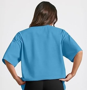 Camisetas de algodón 100% de peso pesado de alta calidad, camiseta lisa bordada con estampado de gran tamaño, camiseta personalizada transpirable de talla grande para mujer - Product Image 4