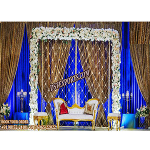 Sofá de boda moderno para novia y novio, conjunto de sofá de diseñador de boda indio blanco y dorado, sofá de pareja para decoración de boda - Product Image 1