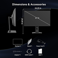 Monitor para Juegos Esports de 540Hz, Pantalla LED sin Marco de 27 Pulgadas 2K 4K, Tiempo de Respuesta de 1ms, 100% sRGB, Luz Azul Baja, Pantalla para Gamers Profesionales