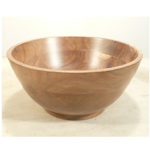 Grand bol en bois pour servir les aliments Nouveau style Bol de service en bois poli - Product Image 3
