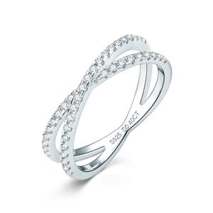 Crossover <b>Wedding</b> <b>Band</b> 1.3mm D Color VVS Moissanite S925 Sterling <b>Silver</b> X Half Eternity Crisscross Engagement Ring Party Gift - Product Image 4
