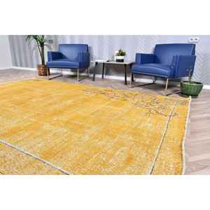 Alfombra Vintage de 6.8x10.1 pies, Alfombra Oriental Amarilla de Lana - Product Image 3