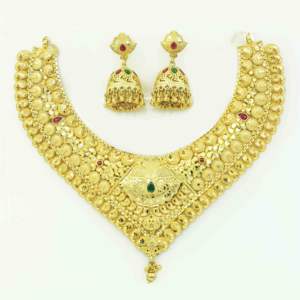 ชุดเครื่องประดับทองชุบ 14K 18K 24K ลายดอกไม้แบบดั้งเดิม ขายส่ง สร้อยคอและต่างหูทองชุบทองเหลือง - Product Image 3