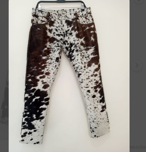 Pantalones de cuero de vaca originales de alta calidad para hombre Nueva moda de cuero de primera calidad Casual de cintura media Pantalones rectos con patrón - Product Image 6