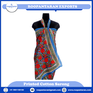 Latest Design One-Piece Floral Hand Block Printed Cotton <b>Sarong</b> for Indian Women Maternity <b>Beach</b> Wrap Sportswear on Sale - Product Image 6