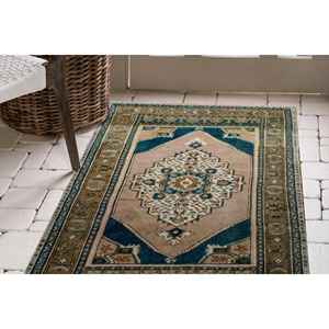 Tapis Médaillon Vert : Style Marocain Turc, Facile à Nettoyer, Tapis Imprimé, Tapis Fin Non Tissé - Product Image 1