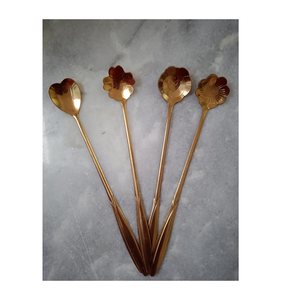 Cuillère à thé dorée en acier inoxydable en laiton argenté à long manche pour restaurants à la main au meilleur prix - Product Image 4