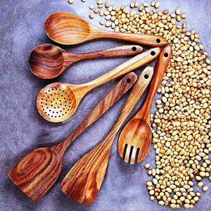 Accesorios para Manualidades, Juego de Servidores de Ensalada de Acacia, Ecológico, Apto para Lavavajillas, Utensilios para Ensalada, Cocina, Hecho en India - Product Image 3