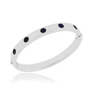Handmade 925 Sterling Silver <b>Fine</b> <b>Bangle</b> with Natural Lapis Gemstone Fashionable Wedding/Party Jewelry Gift for Ladies Girls - Product Image 6