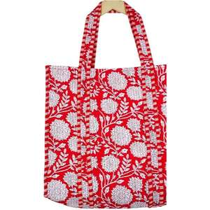 Sac fourre-tout en coton fait à la main pour femmes grand sac à provisions à bandoulière matelassé décontracté avec broderie décoration fermeture ouverte - Product Image 2