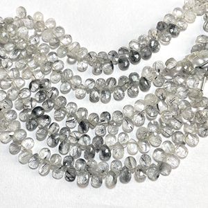 ลูกแพร์พลอยสีดำธรรมชาติลูกแพร์ทรงอัลมอนด์ลูกปัดพลอยสอบเทียบสำหรับทำเครื่องประดับลูกปัดหิน - Product Image 5