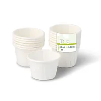 Gobelets de dégustation en papier blanc jetables mini 35 ml (1,25 oz) pour échantillons de sauce, empilables - 5000 pièces/carton