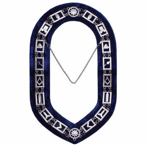 Collier de chaîne Grand Master Blue Lodge plaqué argent sur velours bleu bas quantité minimale de commande Service OEM Collier de chaîne maçonnique - Product Image 4