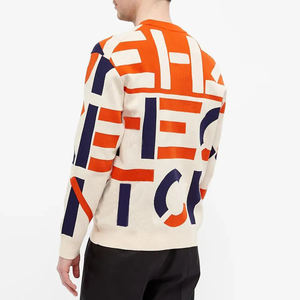 เสื้อสเวตเตอร์คออะคริลิคสำหรับผู้ชาย แขนยาว ลายถัก ดีไซน์ลำลอง พร้อมโลโก้ตัวอักษรด้านหน้าและด้านหลัง  รับออกแบบโลโก้ตามสั่ง - Product Image 3