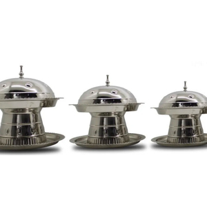 Juego de 3 platos de frotamiento de Metal con acabado plateado de diseño minimalista de alta calidad, plato de frotamiento de Material de alta calidad, calentador de alimentos, olla caliente - Product Image 1