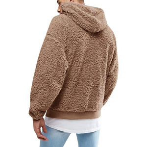 Sweat à capuche en polaire sherpa pour homme, sur mesure OEM/ODM, 100% coton, pull oversize, automne, chaud, respirant, écologique, impression en relief - Product Image 2