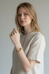 Elegant Geometric Trendy <b>Gold</b> <b>Plated</b> Adjustable <b>Bangles</b> with Pearl Detailing Bridal & Party Wear Jewellery - Product Image 2