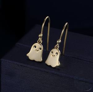 Pendientes colgantes de gancho de gota de fantasma pequeño minimalista de Plata de Ley 925, joyería de encanto fantasma para mujer, regalo de Halloween para ella - Product Image 5