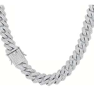 Cadena cubana de diamante de moissanita brillante Premium con cierre fuerte collar de peso pesado joyería personalizada para hombres fiesta regalo de boda - Product Image 1
