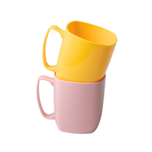 Smooth Square Rim Pastel Tone <b>Plastic</b> Mug Easy Clean <b>Drink</b> <b>Cup</b> with Ergonomic Handle for Home Kitchen & Kids Tableware - Product Image 6