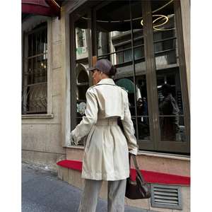 Trench court décontracté couleur écru, taille ajustée, confortable et élégant - Product Image 1