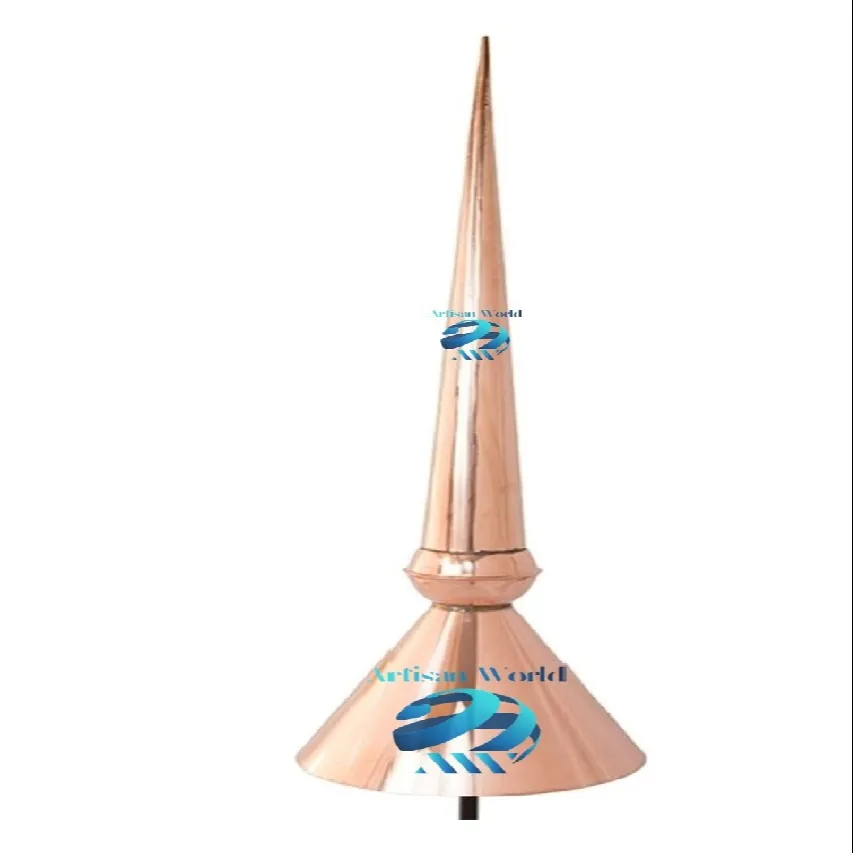 Cone Shape Top Copper Finial mit runder Dach kappe Basis Custom Design für die Dekoration Dach montage Cupolas oder Wetterfahnen Hinterhof