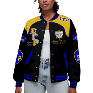 Sigma Gamma Rho 1922 Founders Varsity Jacket Bleu Royal SGRho Greek Letterman Caniche Heritage Coat - Product Image 1