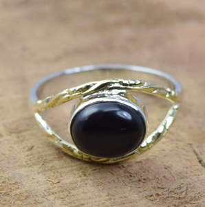 925 Sterling Silver Designer <b>Statement</b> <b>Ring</b> Unique Modern Piece with Black Onyx for Weddings or Parties Gift Accessory - Product Image 1