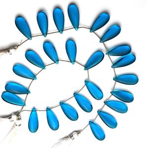 Calidad súper fina 7 \ "hilo completo azul neón apatita hidrocuarzo cuentas 10x25MM largo forma de pera Briolette para joyería - Product Image 4