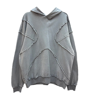 เสื้อฮู้ดดี้ผ้าฝ้ายทรงหลวมสไตล์วินเทจ ซักฟอกแบบแอซิด สไตล์ยูนิเซ็กซ์ คุณภาพสูง หนานุ่ม ลุคดิสเทรส - Product Image 2