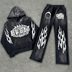 Survêtement vintage de qualité supérieure, poids lourd, impression délavée au soleil, pantalon de survêtement 100% coton, molleton français, sweat-shirt délavé, survêtement pour homme - Product Image 1