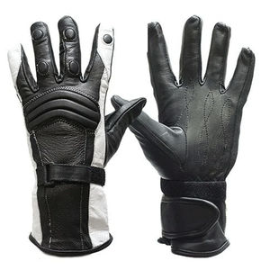 Gants en cuir pour moto, gants longs en cuir noir et gris pour la conduite à moto, gants de course automobile - Product Image 1