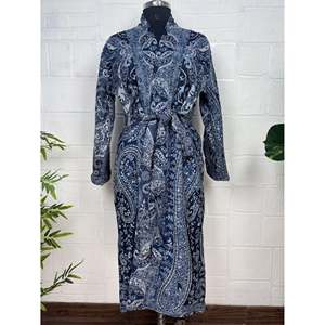 Handmade Boiled Merino Woolen Kimono Soft Paisley Floral Bathing <b>Robe</b> Jacket Drawstring Closure Free ODM Homewear Single Unit - Product Image 1