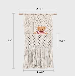 กระเป๋าแขวนผนังผ้าฝ้ายแบบทันสมัยทำด้วยมือสำหรับองค์กรนิตยสารดีไซน์เชือกแบบยังมีชีวิต - Product Image 2