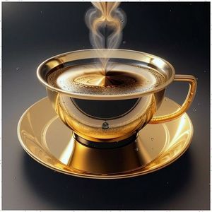 Juego de Taza y Platillo de Café de Acero Inoxidable, Taza de Té de Metal, Apto para Alimentos, Reutilizable, Vajilla Elegante para Hotel, Restaurante, Cafetería, Lujo ProMax - Product Image 2