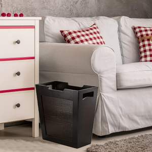 Poubelle en bambou Poubelle rectangulaire étroite avec poignées Corbeille mince en bois Petites poubelles pour salle de bain Chambre - Product Image 4