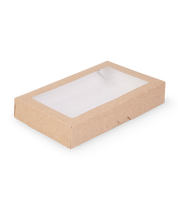 Boîte alimentaire en papier kraft de 1000 ml avec fenêtre transparente, étanche, pour plats à emporter, présentoir alimentaire, logo personnalisé, vente en gros