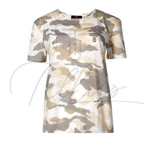 T-shirts pour femmes en coton bio à manches courtes et col rond, imprimé camouflage personnalisé, vente en gros 2026 - Product Image 1
