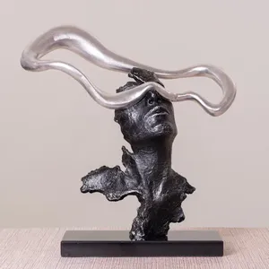 TW Métal Hypnotique (Noir/Argent) Marbre Décor À La Maison Moderne Créatif Design Attrayant Sculpture En Aluminium - Product Image 6