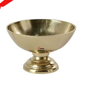 Tazón para servir de acero inoxidable con acabado plateado de aspecto simple con soporte dorado para restaurante y bar de hotel - Product Image 5