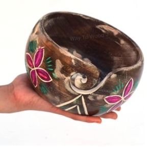 Bol en fil de palissandre fait à la main support de crochet à tricoter portable pour les artisans idée cadeau tenir facilement bol en fil - Product Image 1