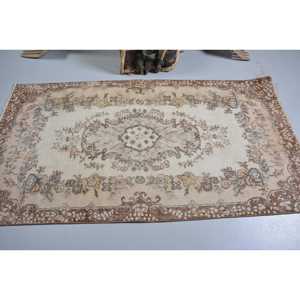 Vintage Turkish Area Rug 3.7x6.7 ft (112x205 cm), <b>Brown</b> Ombr Rug - Product Image 3